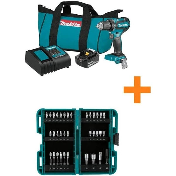 Makita 18V LXT Lithium-Ion Brushless Cordless 1/2 in. Driver-Drill Kit, 3.0Ah with Bonus Impact XPS 35 Piece Impact Bit Set