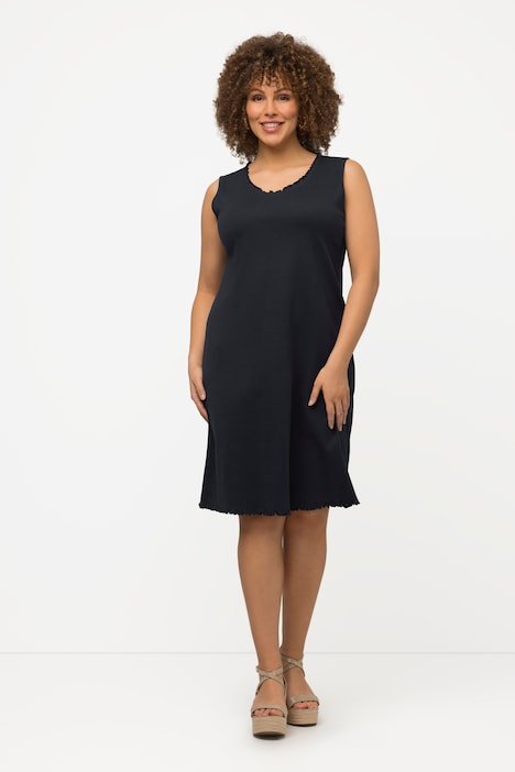 Kleid, Wellenkanten, A-Linie, Feinripp, Biobaumwolle