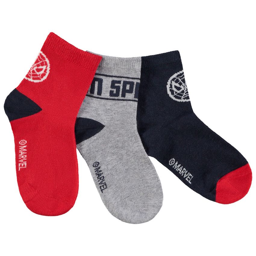 Lot de 3 paires de chaussettes Spider-Man Marvel pour garçon - Bleu marine