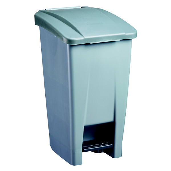 Poubelle mobile à pédale plastique recyclé - 60 L - mobily green - gris/gris