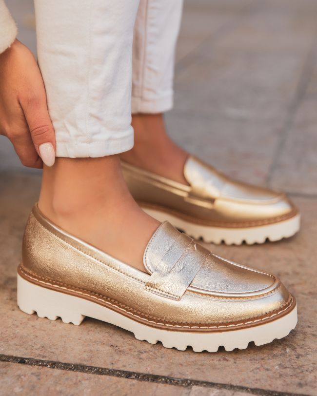 Mocassin femme doré - Aya