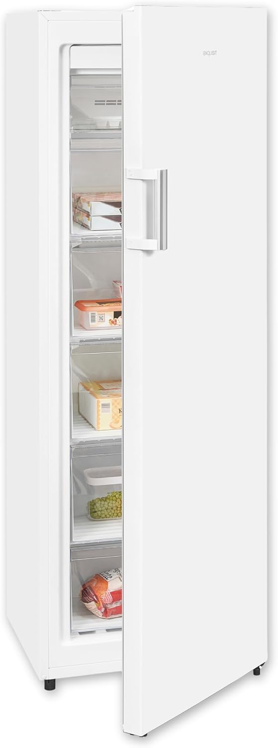 Exquisit Gefrierschrank GS271-NF-H-010E weiss | Gefrierschrank NoFrost 194 l Volumen | Tiefkühlschrank mit 5 Schubladen | Schnellgefrieren