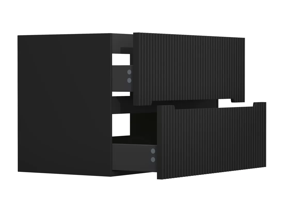 Meuble sous vasque suspendu strié noir - 80 cm - PAVANI