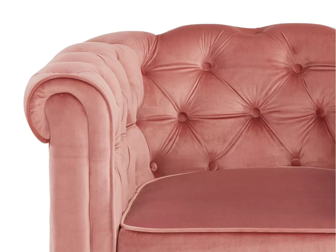 Fauteuil CHESTERFIELD - Velours rose pastel