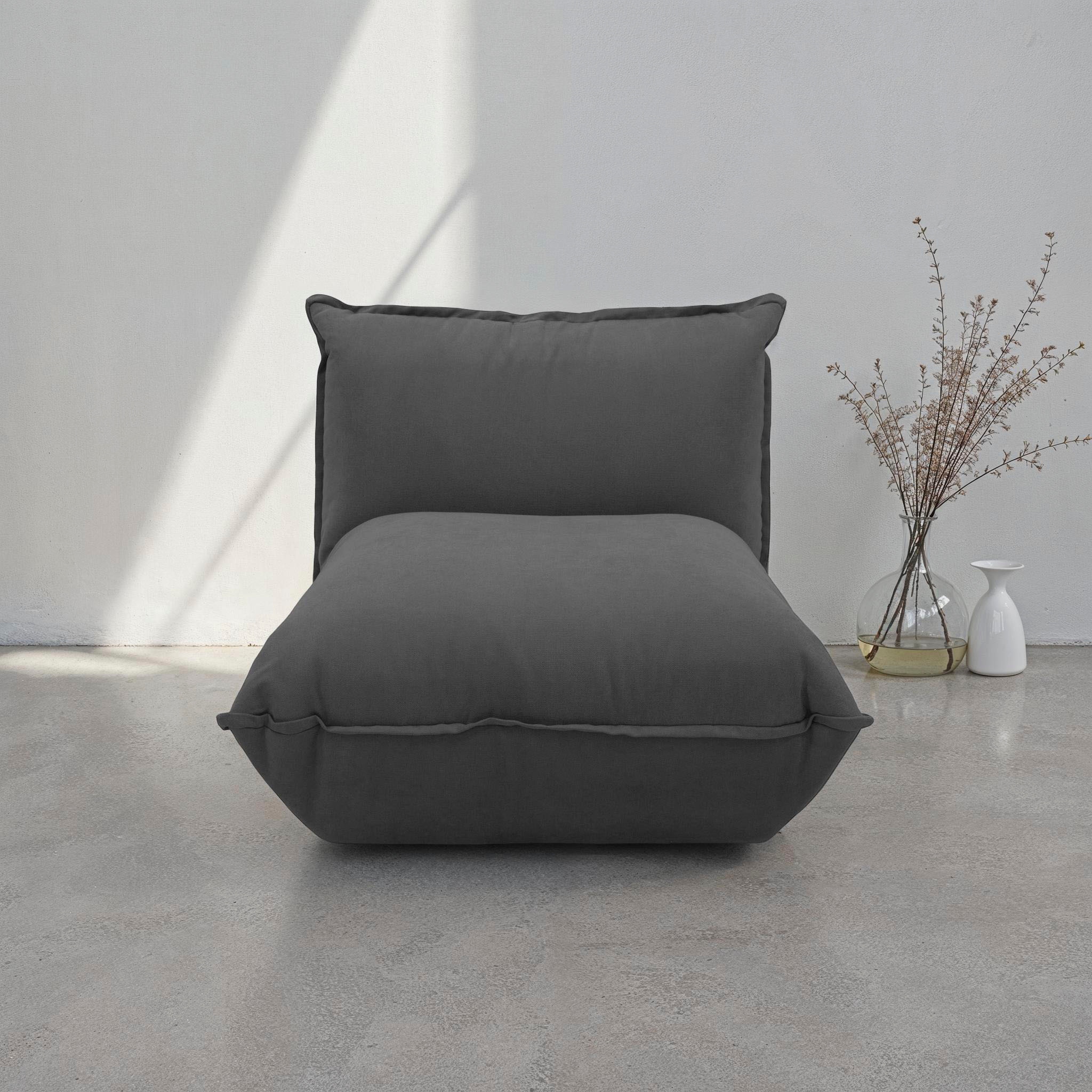 DOMO collection Sessel »Nantes Loungesessel, Wohlfühlsessel« hochwertig gepolstert mit Federkern, Struktur weich, dunkelgrau
