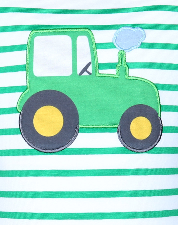 T-Shirt TRAKTOR TOBI gestreift in weiß/grün
