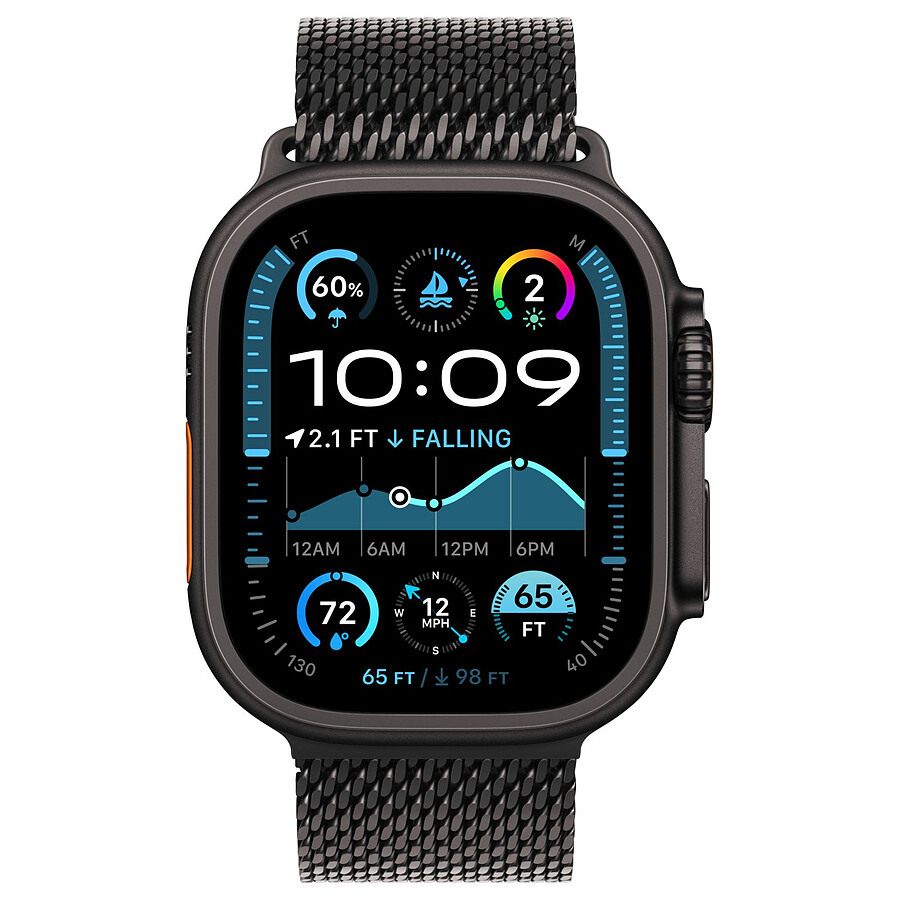 Apple Watch Ultra 2 GPS + Cellular 49 mm - Titane Noir - Bracelet Milanais Noir M