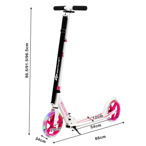 Patinete dobrável Costway com altura ajustável, capacidade de carga de até 100 kg e 2 rodas com luzes.