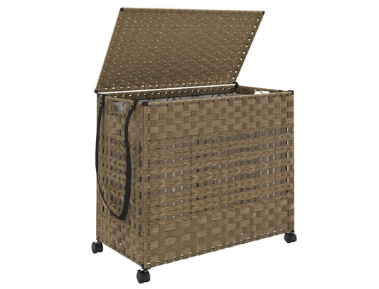 VIDAXL - Panier à linge avec roulettes 66x35x60 cm résine tressée