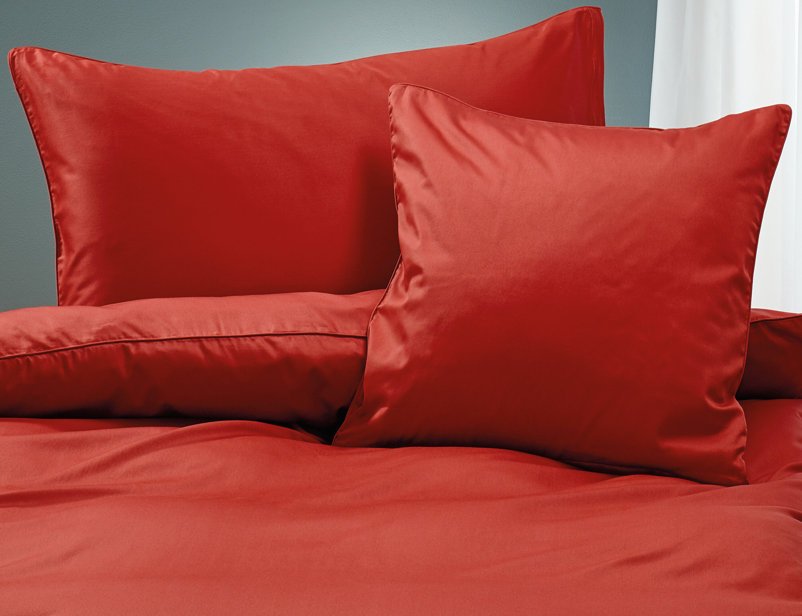 Uni Satin Bettwäsche mit Biese