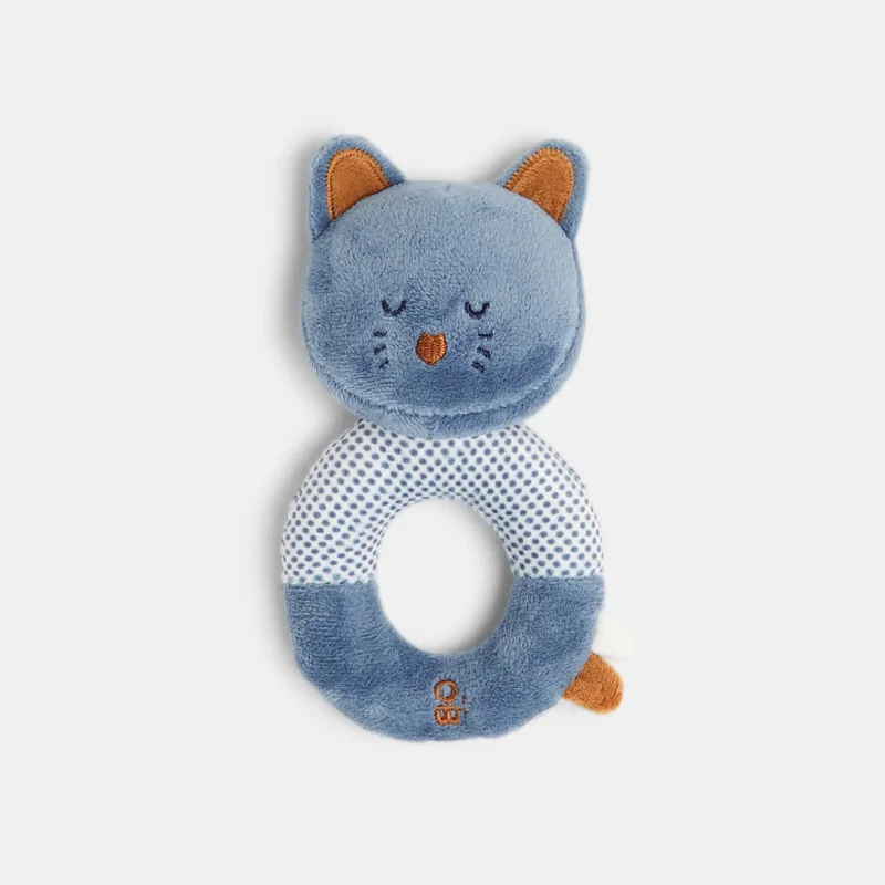 Peluche hochet chat bleu naissance Bleu