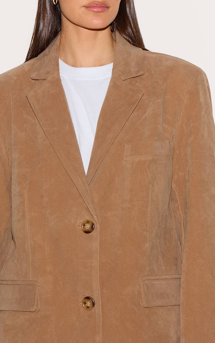 Marron Blazer Long En Synthétique