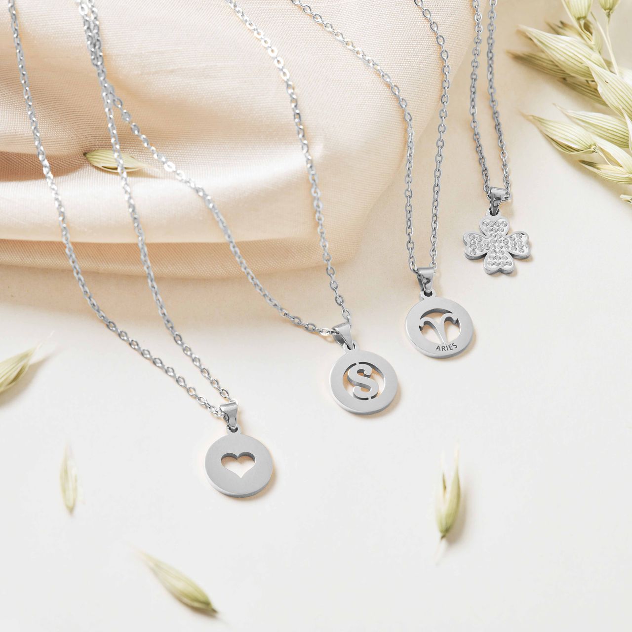 Stalen ketting met letter - I