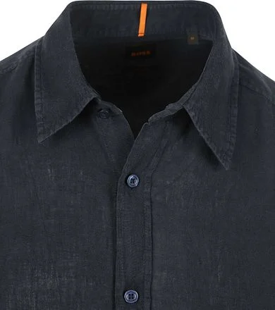 BOSS Relegant Overhemd Linnen Navy 50537381-404 kopen