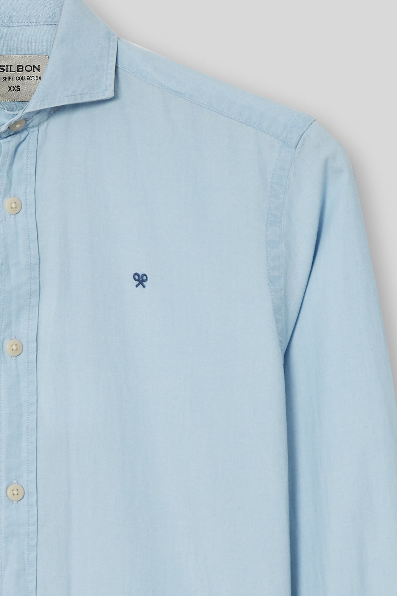 Camisa esportiva jeans de lavagem clara - Azul
