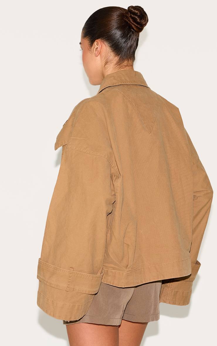 Taupe Trench-coat En Toile À Détail Cache-cœur