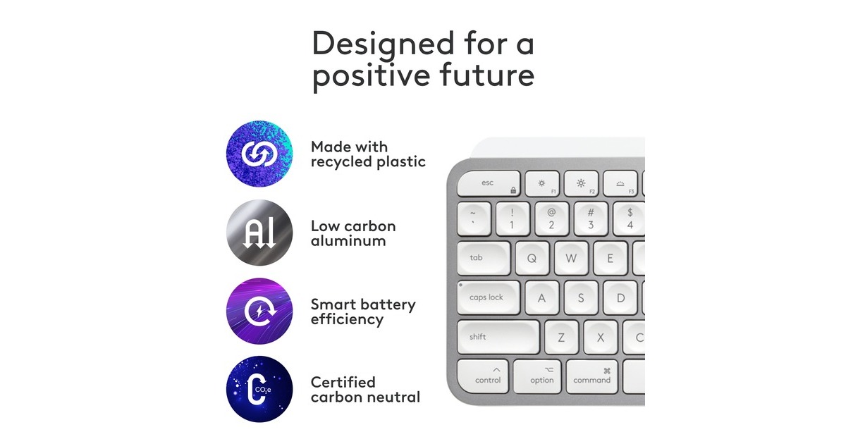 LogitechMX Keys S for Mac, toetsenbord  (Lichtgrijs, US-International, Bluetooth Low Energy)