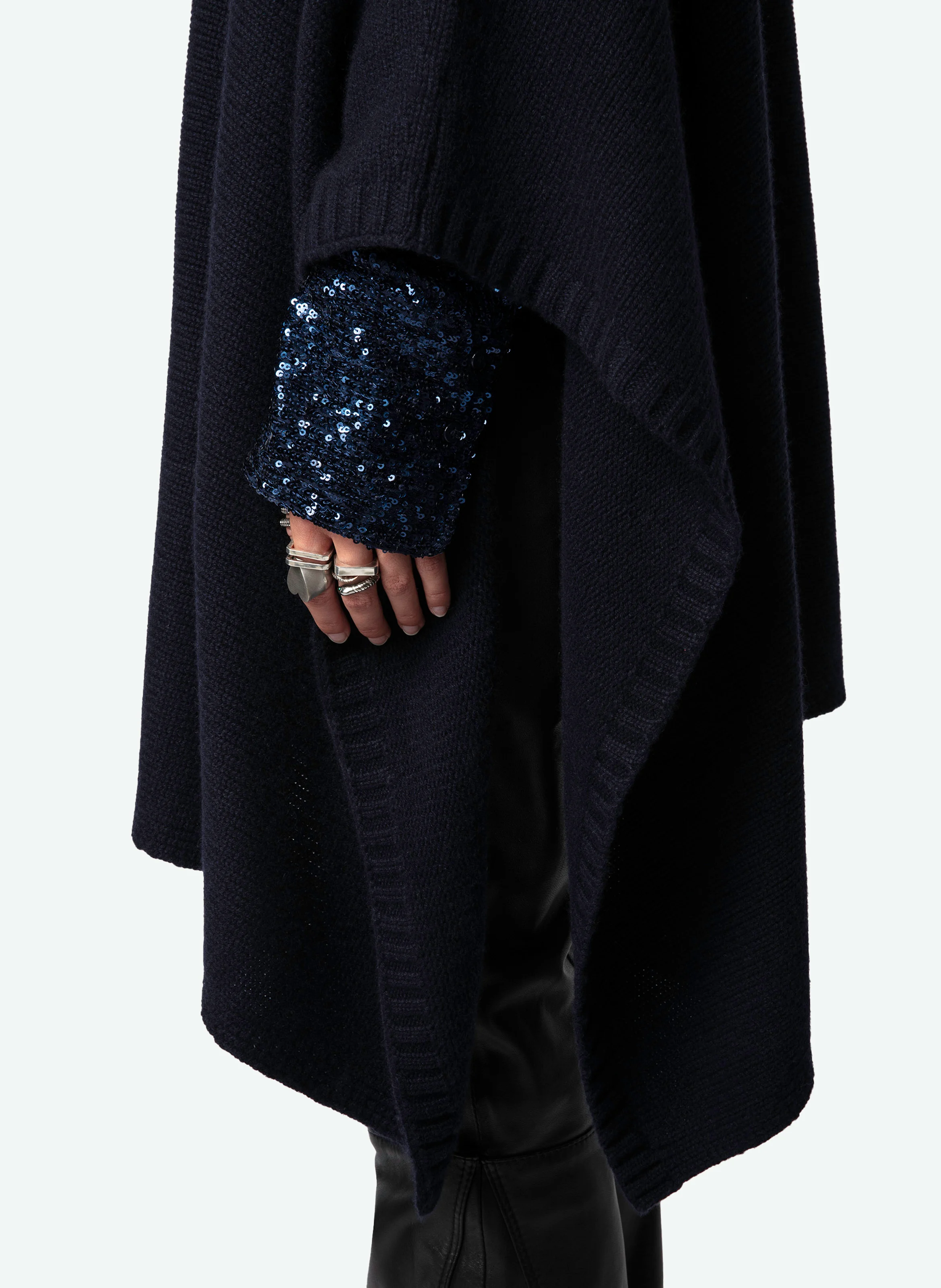 PALMA - Poncho col montant en cachemire | Bleu
