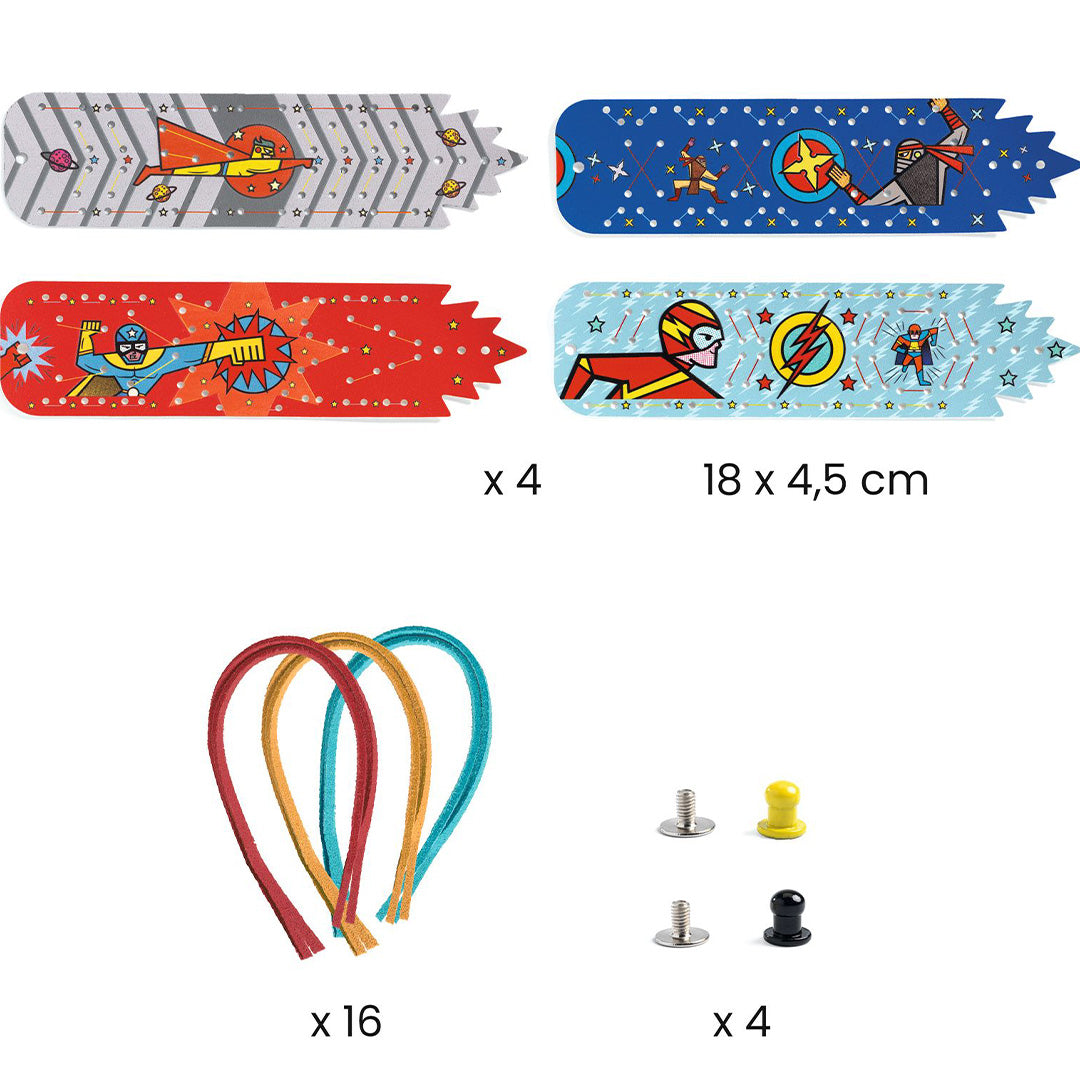Djeco knutselset diy superheld armband - 4st