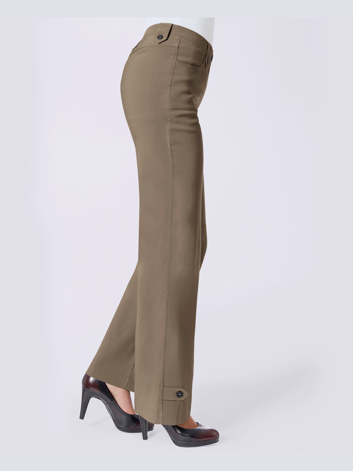 Pantalon coupe droite détails boutonnés