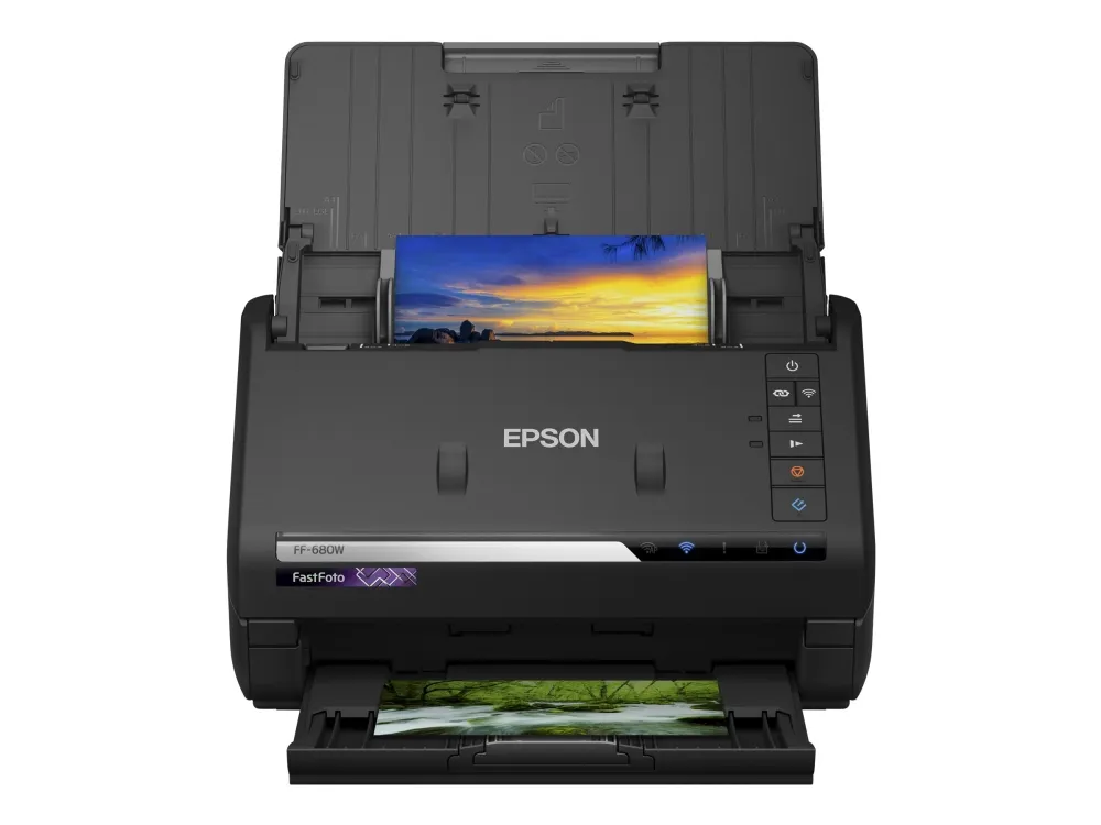 Epson FastFoto FF-680W - Dokumentscanner - Contact Image Sensor (CIS) - Duplex - A4 - 600 dpi x 600 dpi - op til 45 ppm (mono) / op til 45 ppm (farve) - ADF (100 ark) - USB 3.0, Wi-Fi(n)