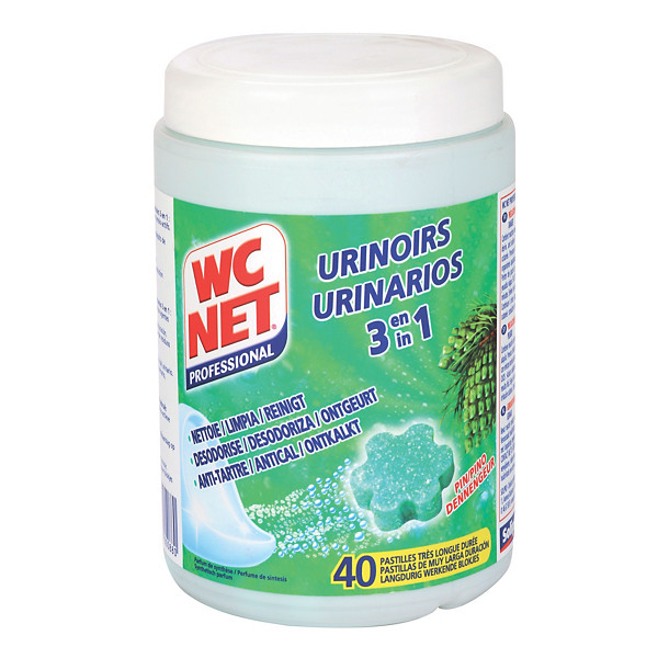 Pastilles urinoirs anti-tartre WC Net 3 en 1 parfum pin, boîte de 40
