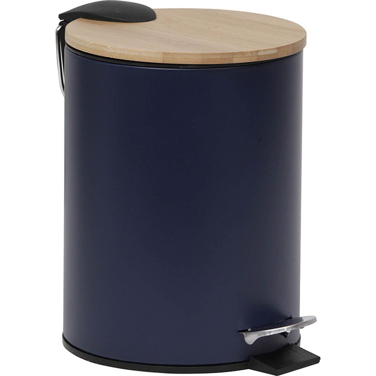 POUBELLE METAL FREIN DE CHUTE 3L BLEU BAMBOU