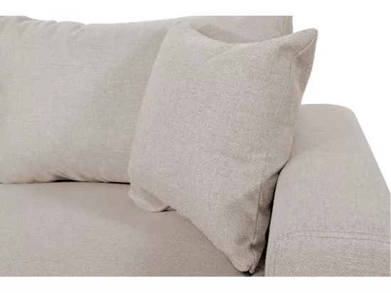 Canapé d'angle panoramique Oslo convertible avec coffres et poufs à gauche - Tissu - Beige - L311 x P146 x H81cm - Loungitude