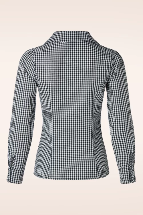 Hearts & Roses Gemma gingham blouse in zwart en wit