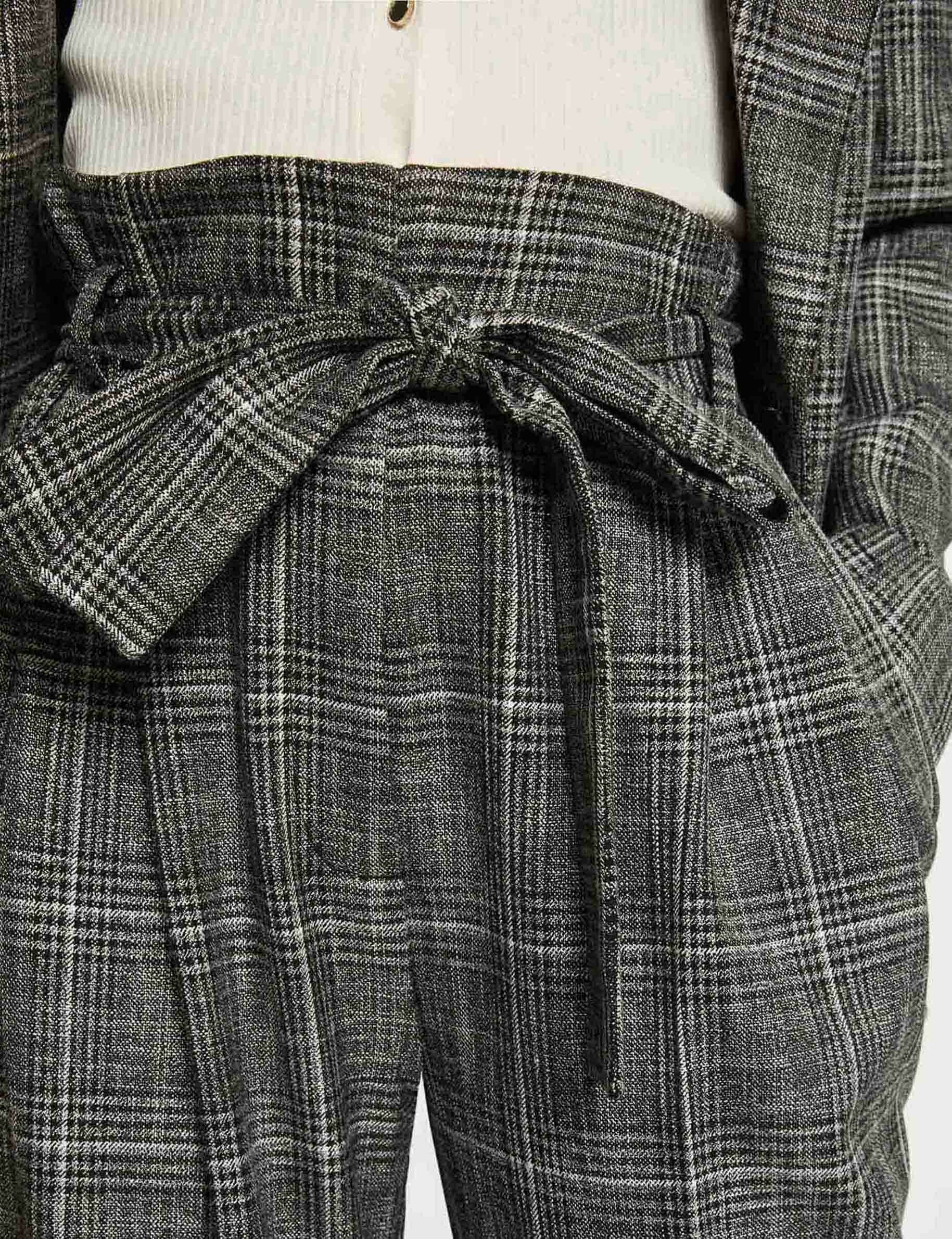 Pantalon city paperbag à carreaux gris moyen femme - gris_moyen