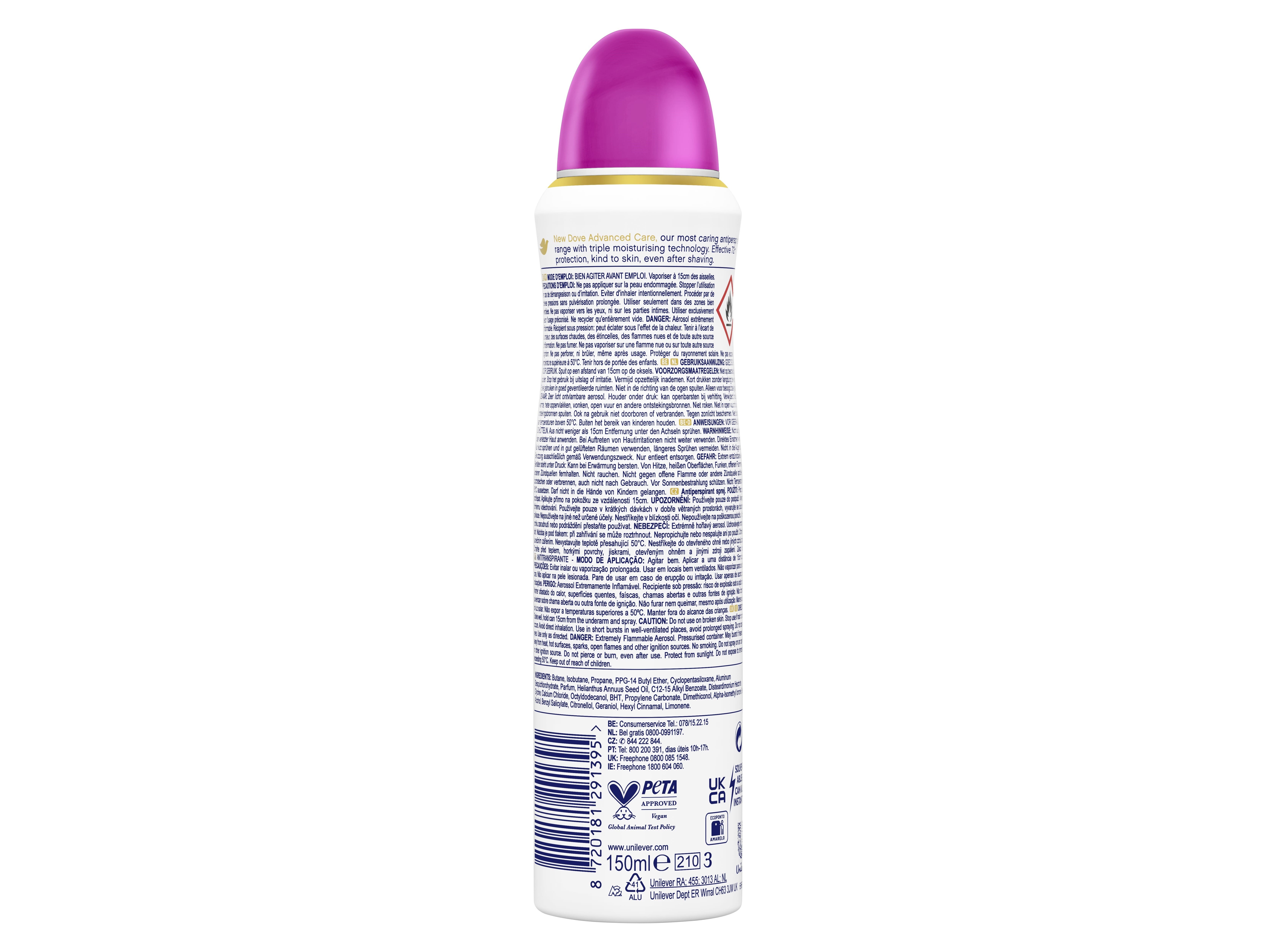 DESODORIZANTE SPRAY DOVE AÇAÍ & WATERLILY 72H 150ML