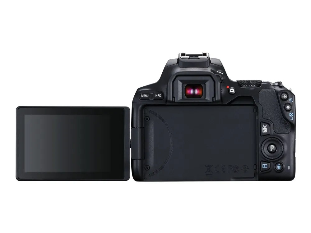 Canon EOS 250D - Digitalkamera - SLR - 24.1 MP - APS-C - 4K / 25 fps - 3x optisk zoom EF-S 18-55 mm IS STM objektiv - Wi-Fi, Bluetooth - sort