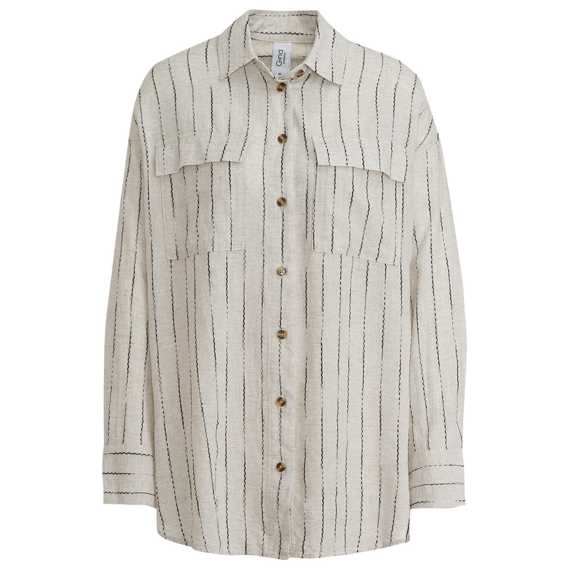 Gina Collection Damen Leinen-Bluse mit Streifen creme