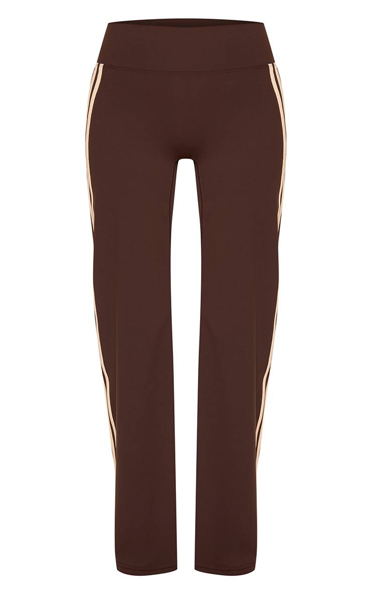 Chocolat Pantalon De Yoga Droit À Bandes Latérales Contrastées Effet Sculptant