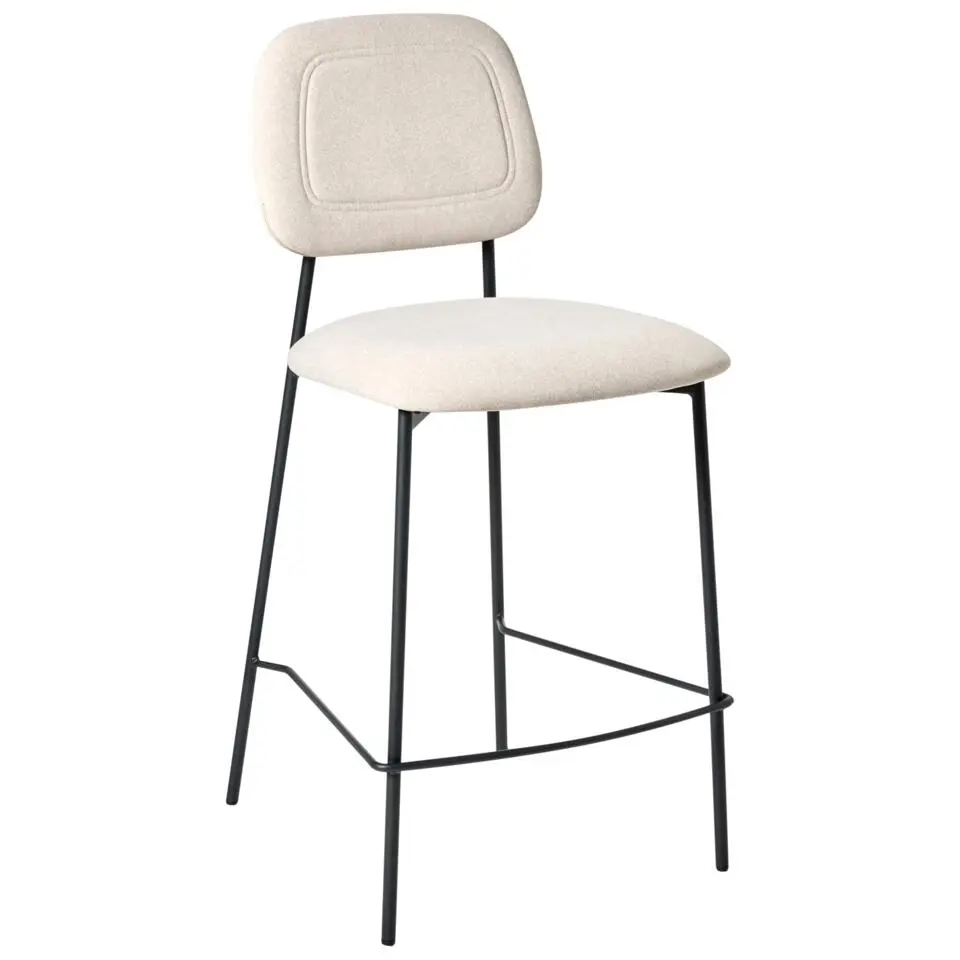 DUETTE - Barkruk set van 2 - Lichtbeige - Fluweel