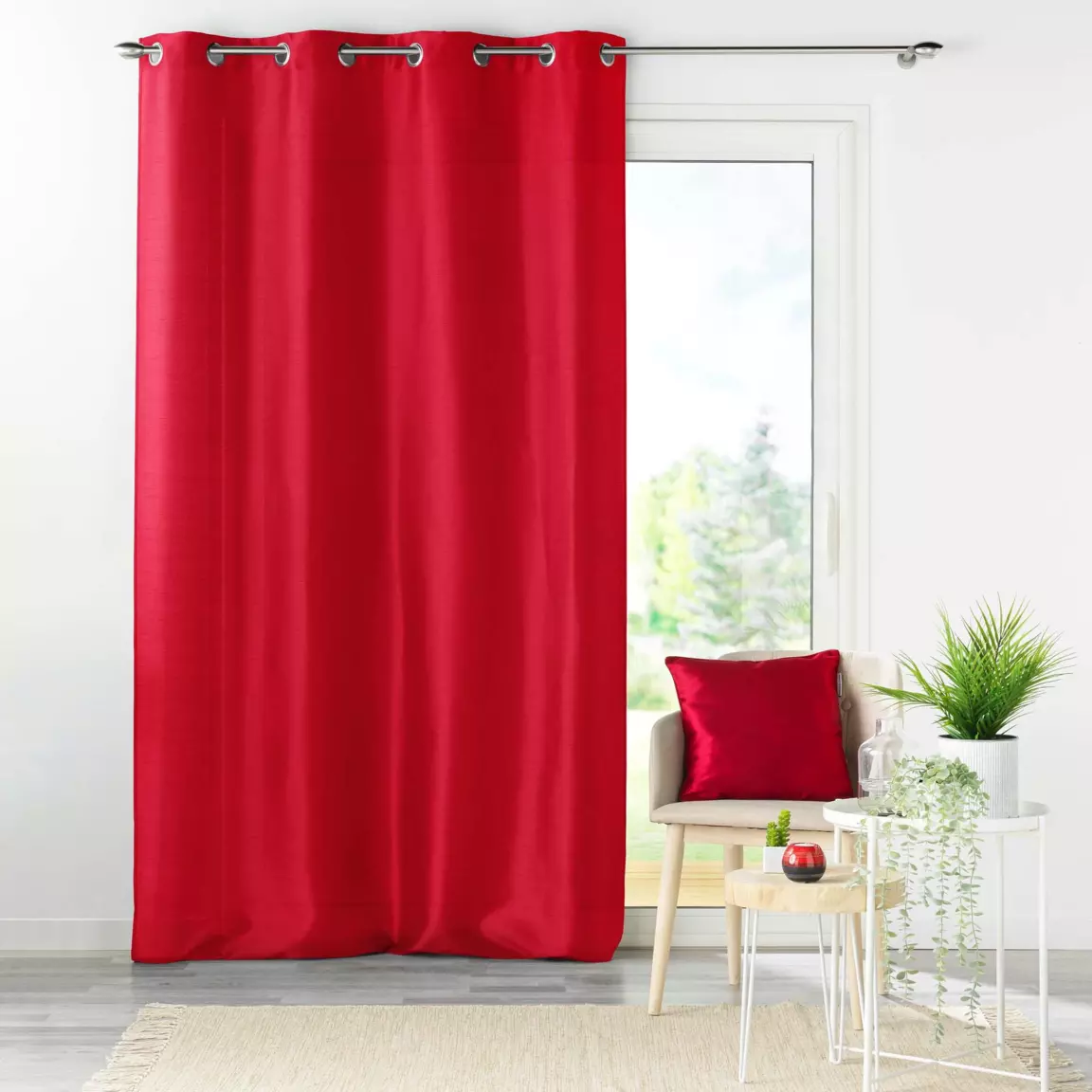 Housse de coussin carrée (40 x 40 cm) Shantung Shana Rouge