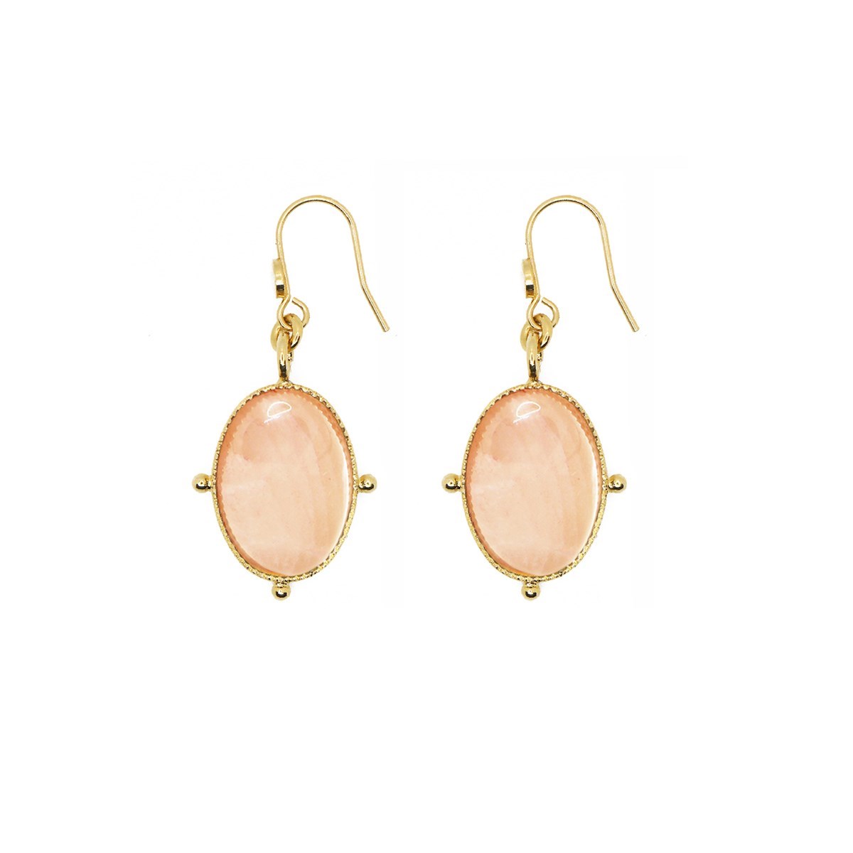 Boucles pierre quartz rose dorées à l'or fin 24k NEW CALYPSO