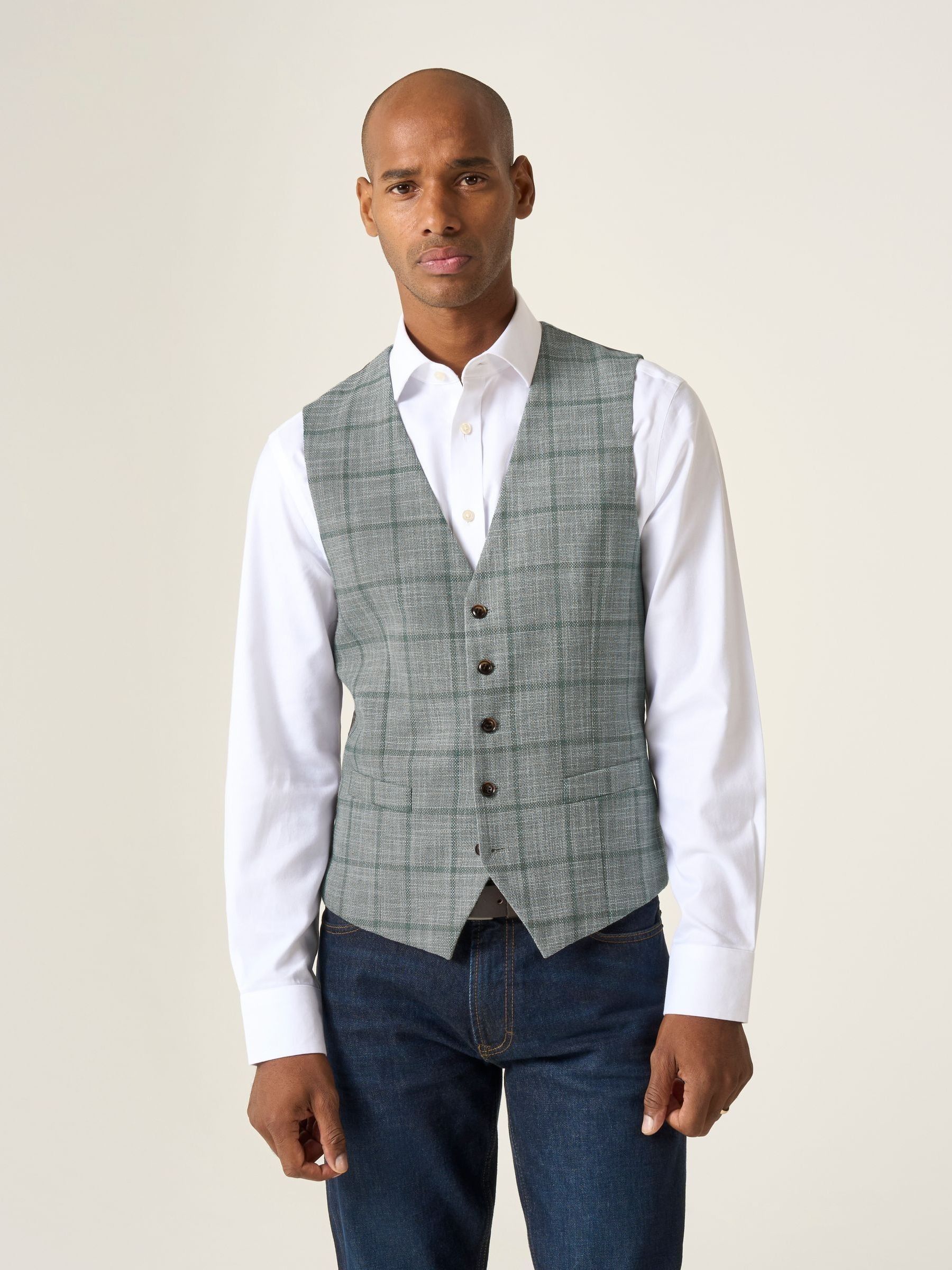Skopes Tailored Fit Valetta gilet met ruit en enkele rij knopen