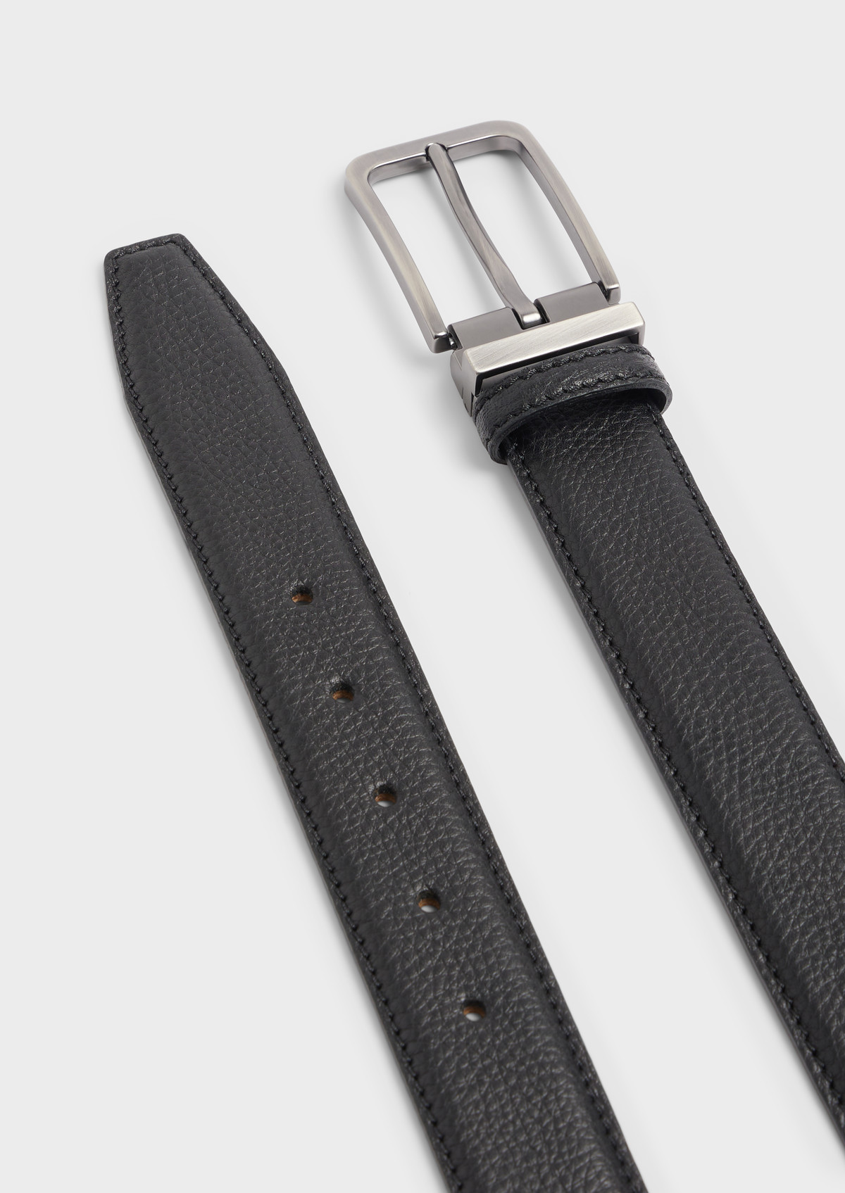 Ceinture ajustable en cuir grainé noir