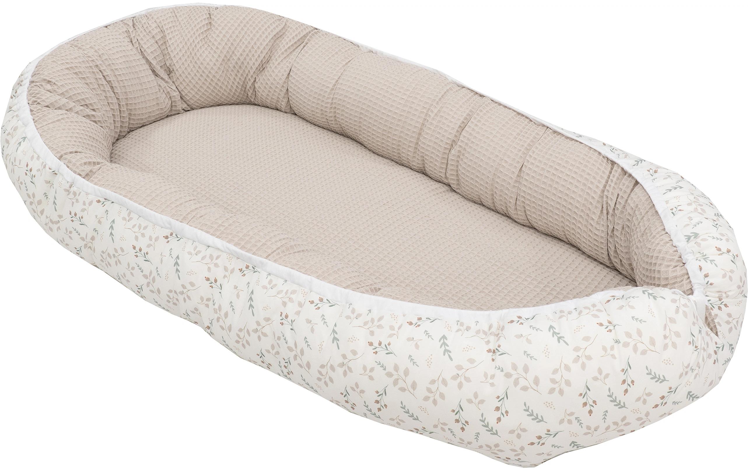 Babynest Waffel Floral Sand 55 x 95 cmKuschelnest für Babys