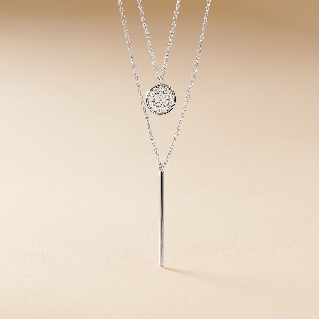 Collier Manna Argent Blanc Oxyde De Zirconium