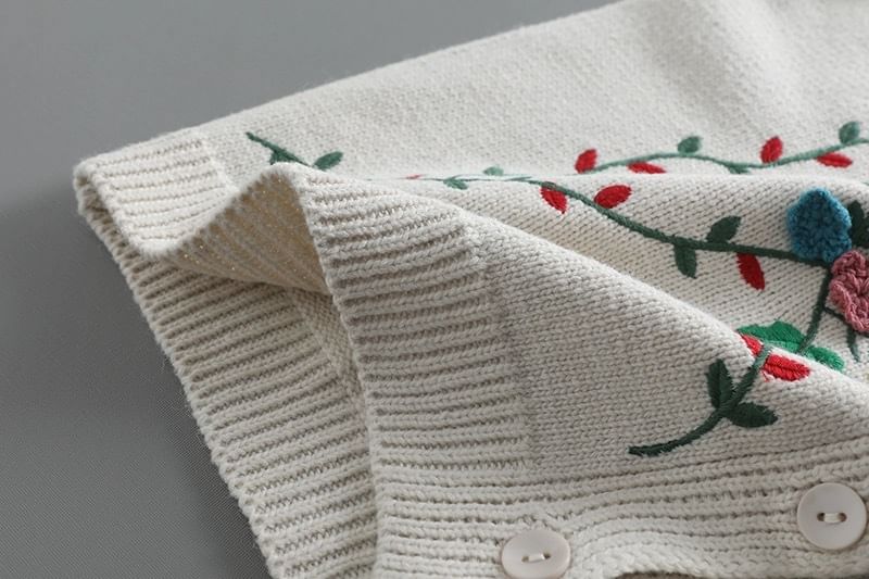 Santeh - Geborduurd vest met kraag en bloemenprint