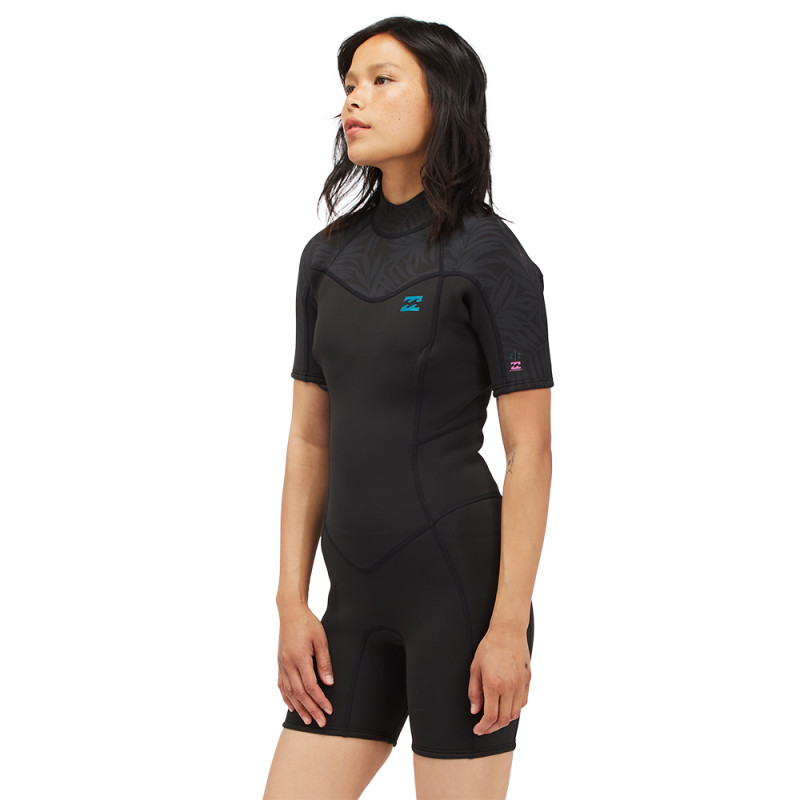 Shorty Femme Billabong Synergy 2/2 backzip manches courtes noir