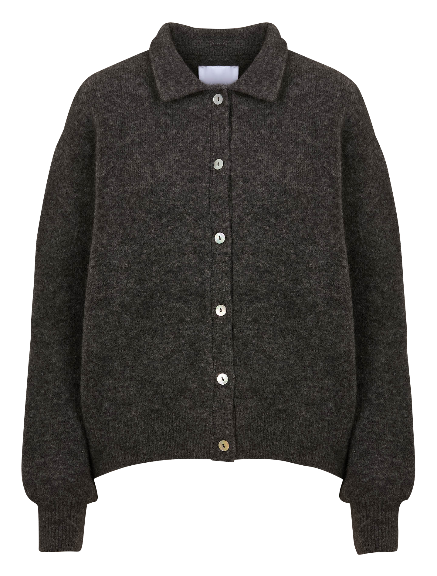 SANFONTS - Cardigan col classique en laine mélangée | Gris
