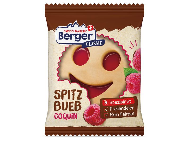 Berger Gebäck Spitzbueb 15 x 74 g Schweizer Gebäckspezialität mit Himbeermarmelade