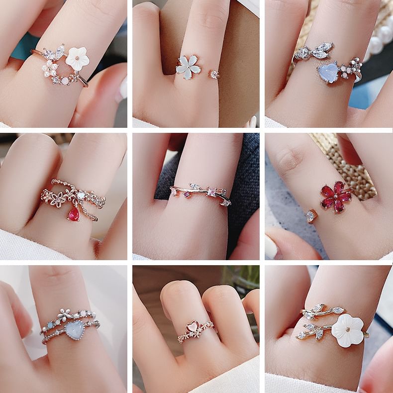 Kayochs - Open ring met strass (verschillende ontwerpen)