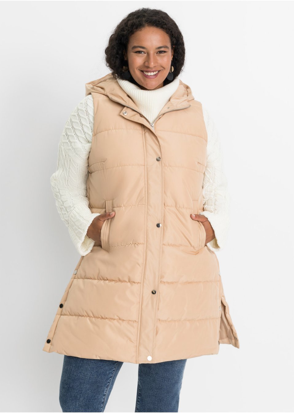 Veste matelassée sans manches avec capuche