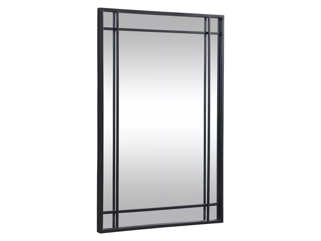Miroir industriel en métal - L.60 x H.86,5 cm - Noir - HISAE