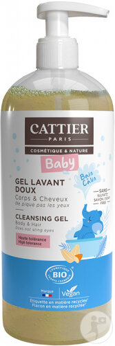 Cattier Gel Lavant Doux Bébé Cheveux Et Corps Bio Flacon Pompe 500ml