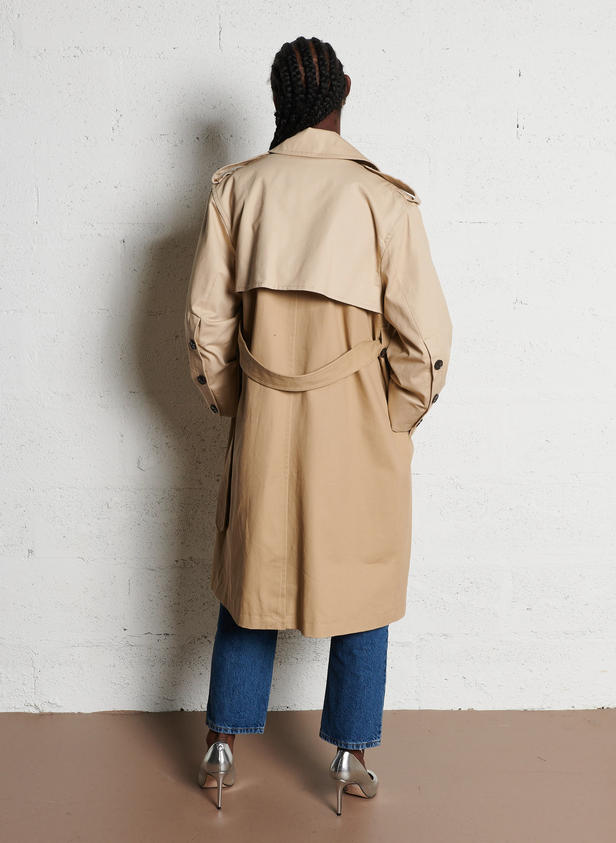 POLAR - Trench col classique droit en coton | Beige